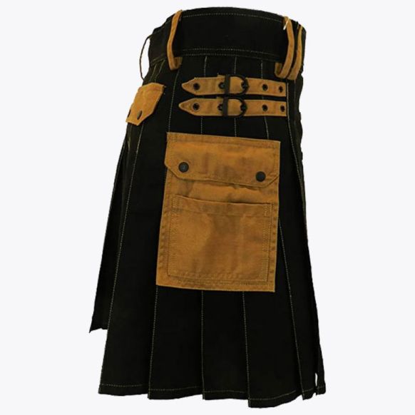 Deluxe Modern Kilt Khaki Straps Style Khaki Cargo Pockets
