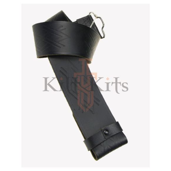 Black Leather Criss Cross Belt For Men