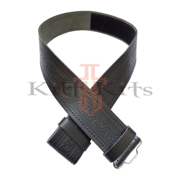 Celtic Black Leather Belt