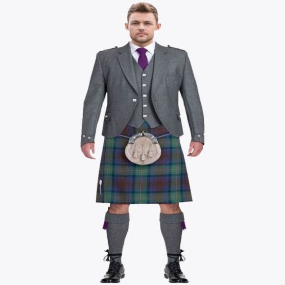 Scottish Light Grey Argyll Jacket kilt Outfit Package