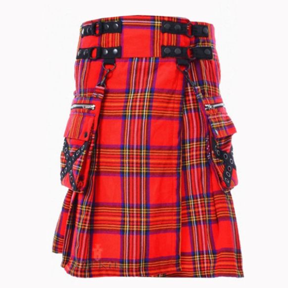 Gothic Style Royal Stewart Tartan Kilt Front