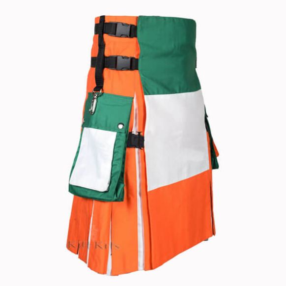 Irish Flag Cotton Hybrid Utility Kilt Front
