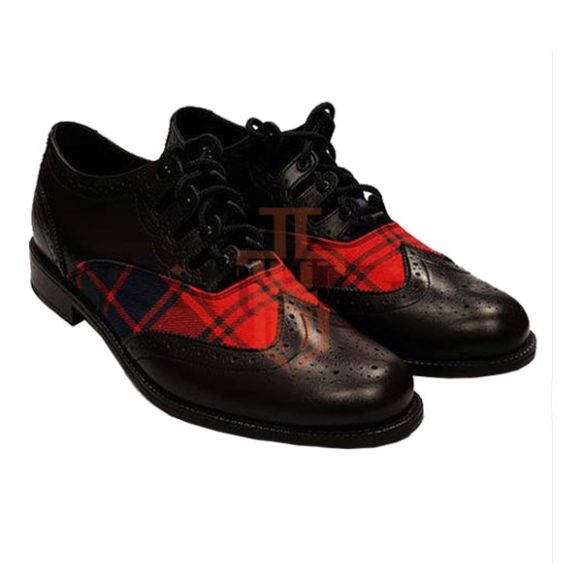  Tartan Ghillie Brogue Shoes Black
