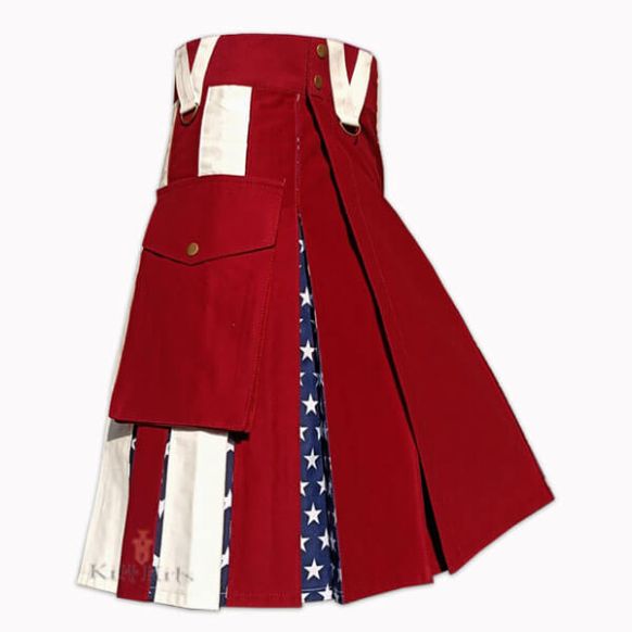 Maroon American Flag Hybrid Utility Kilt