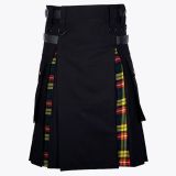 Black Cotton Hybrid Kilt With Buchanan Tartan 