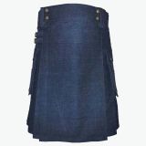 High Quality Blue Denim Kilt With Large Cargo Pockets