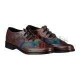 Brown Leather Tartan Ghillie Brogue Shoes