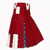 Maroon American Flag Hybrid Utility Kilt