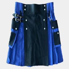 Black Blue Color Utility Kilt