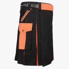 Black Orange Utility Kilt with Pocket
