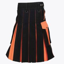 Black Orange Utility Kilt with Pocket