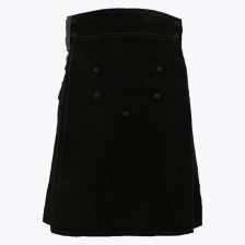 Black Deluxe Modern Kilt With Grey Straps Style and Grey Cargo Pockets