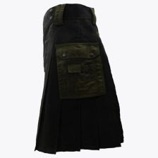 Deluxe Modern Kilt Olive Green Straps Style with Olive Green Cargo Pockets