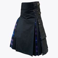 Black Hybrid Kilt With Pride Of Scotland Tartan 