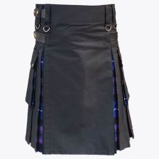 Black Hybrid Kilt With Pride Of Scotland Tartan 