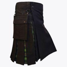 Black Hybrid Kilt With Tartan 