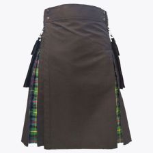 Black Hybrid Kilt With Tartan 