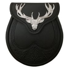 Black Leather Stag Head Sporran