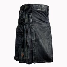 Mens Black Leather Kilt