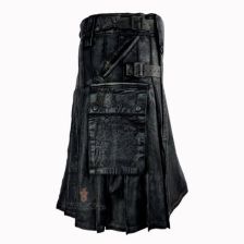 Mens Black Leather Kilt