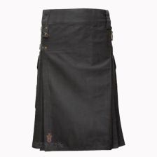Black Silver Utility Kilt Front