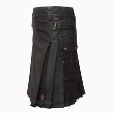 Black Silver Utility Kilt Front