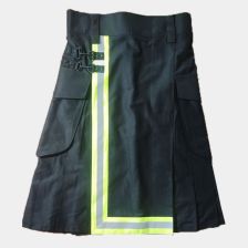Black Utility Kilt with Yellow Trim For Men