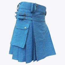 Blue Denim Kilt For Men