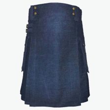 High Quality Blue Denim Kilt With Large Cargo Pockets