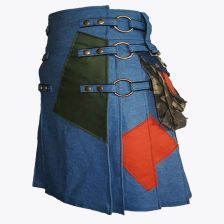 Blue Denim Utility Kilt with Pockets