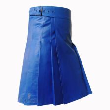 Blue Leather Kilt Mens