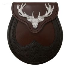 Brown Leather Stag Head Sporran