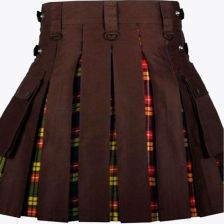Brown  Hybrid Kilt With Buchanan Tartan 