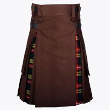 Brown  Hybrid Kilt With Buchanan Tartan 