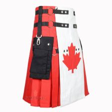 Canadian Flag Cotton Hybrid Utility Kilt Front