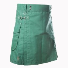 Cargo Pocket Green Utility Kilt Front