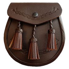 Celtic Classic Embossed Brown Leather Sporran