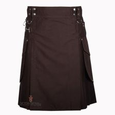 Chocolate Brown Utility Kilt Side