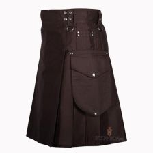 Chocolate Brown Utility Kilt Side
