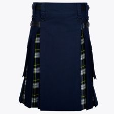 Navy Blue Hybrid Kilt With Dress Gordon Tartan 