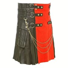 Leather Fashion Kilt With Red Apron