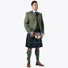Scottish Green Tweed Argyll jacket Kilt Outfit Package