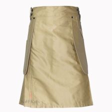 Khaki Heavy Duty Cargo Utility Kilt Front