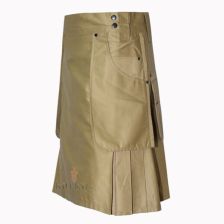 Khaki Heavy Duty Cargo Utility Kilt Front