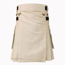 khaki Leather Straps Hybrid kilt