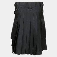 Lautreamont Black Utility Kilt with Adjustable Leather Straps
