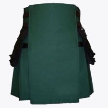Green Modern Kilt with Black Cargo Pockets