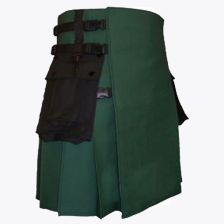 Green Modern Kilt with Black Cargo Pockets