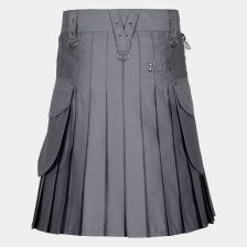 Modern Grey Utility Kilt With Pockets
