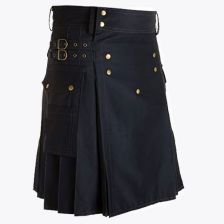 Navy Blue Utility Kilt Straps Style With Quick Release Cargo Pockets